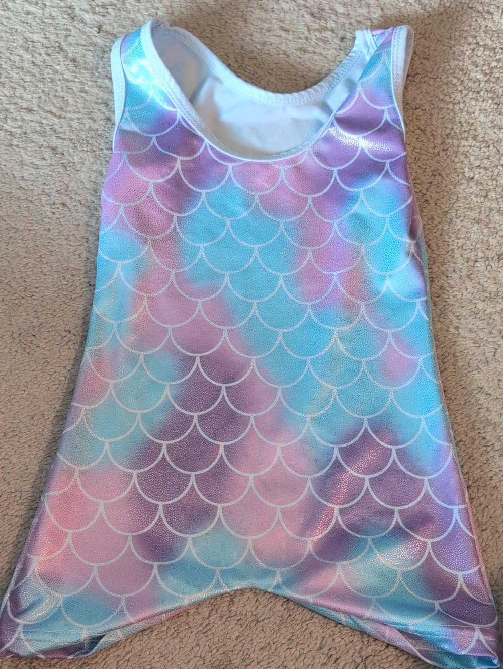 Kids Mermaid Scale Leotard Pastel Pink Blue Purple